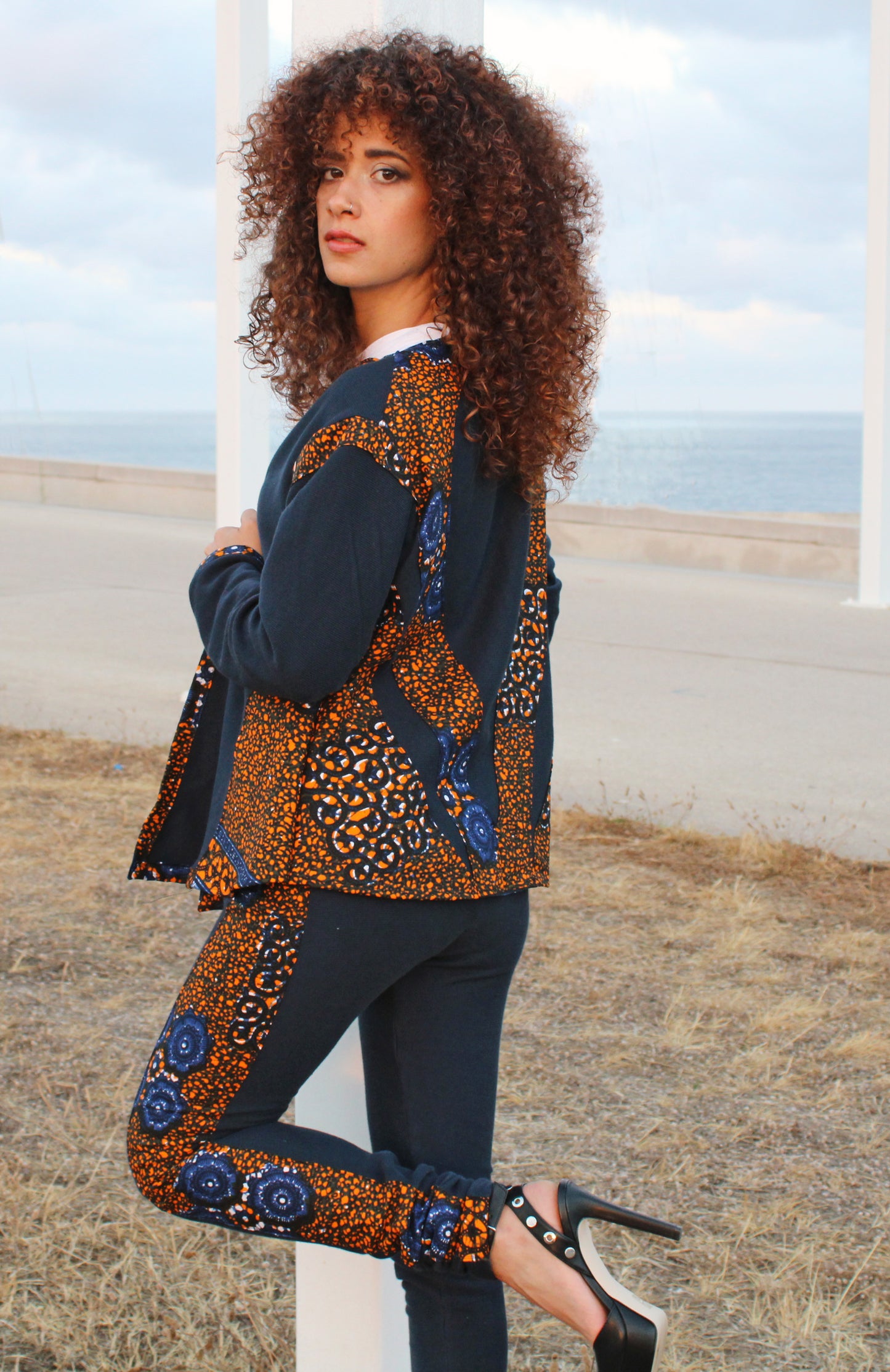 Chaqueta manga larga y leggins de tiro medio con estampado lateral Wax algodon elástico grueso