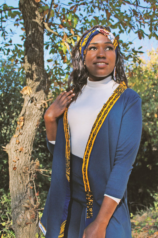 Cardigan manga 3/4, leggins de tiro alto y complementos a juego