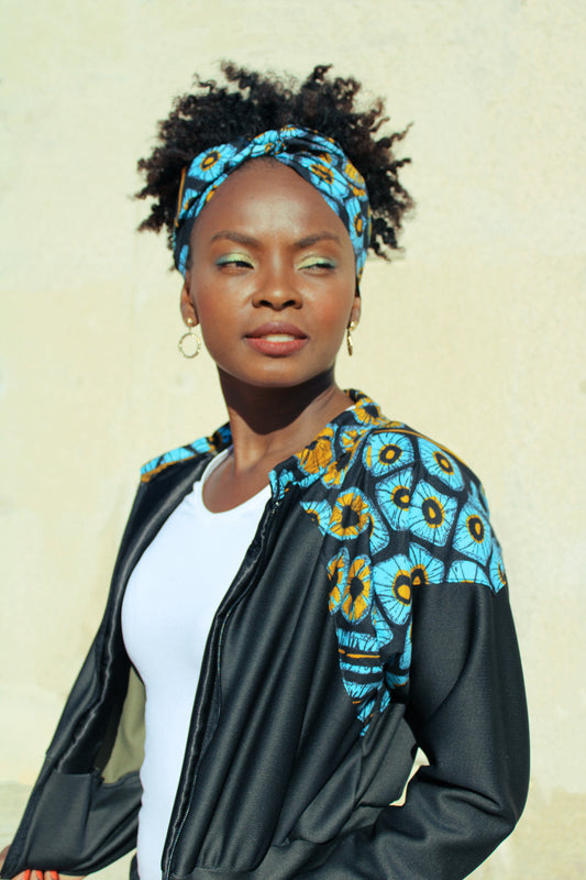 Bomber de manga 3/4 y pantalón campana con estampado lateral Wax