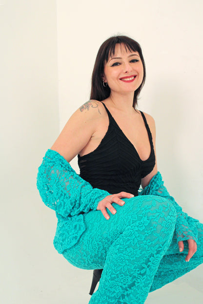 Conjunto chaqueta manga larga y pantalon campana forrados