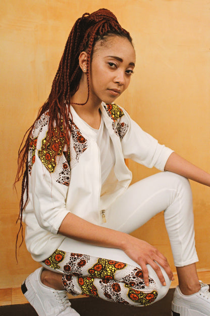Conjunto Chaqueta de manga 3/4 con cremallera y leggins de cintura ancha 100% algodon Wax