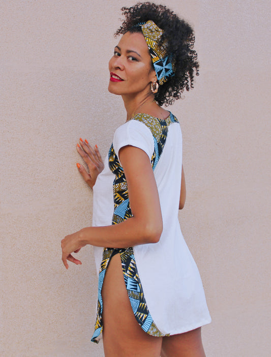 Camisa vestido de manga corta y Diadema