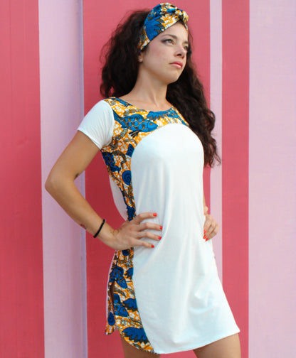 Vestido camiseta corto con estampado Wax y diadema