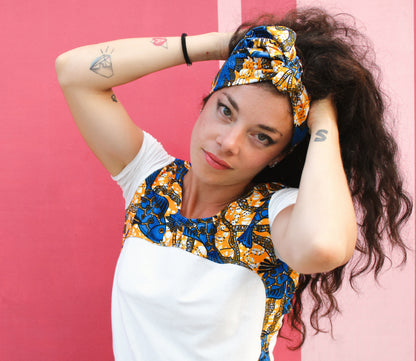 Vestido camiseta corto con estampado Wax y diadema